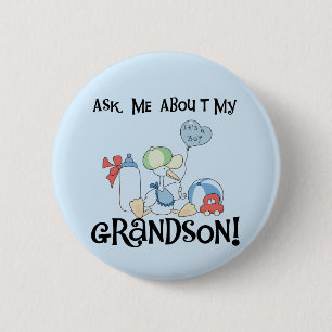 Fragen Sie über meine Enkel-T-Shirts und Geschenk Button
