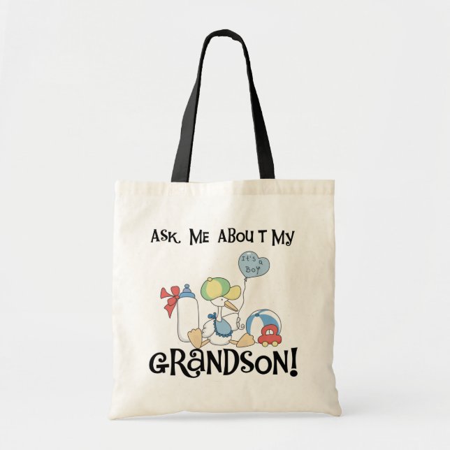 Fragen Sie über meine Enkel-T-Shirts und Geschenke Tragetasche (Vorne)