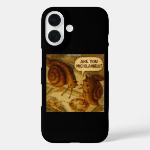 Fragende Schnecke & Michelangelo-Parodie-Cartoon iPhone 16 Hülle