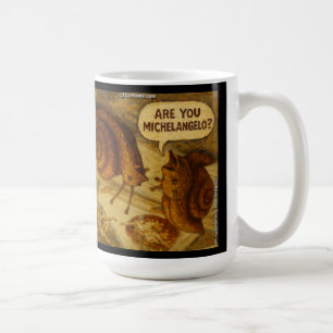 Fragende Schnecke & Michelangelo-Parodie-Cartoon Kaffeetasse