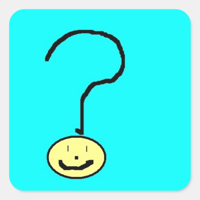 Fragezeichen Emoji, digitale Kunst von Kindern:) Quadratischer Aufkleber (Vorderseite)