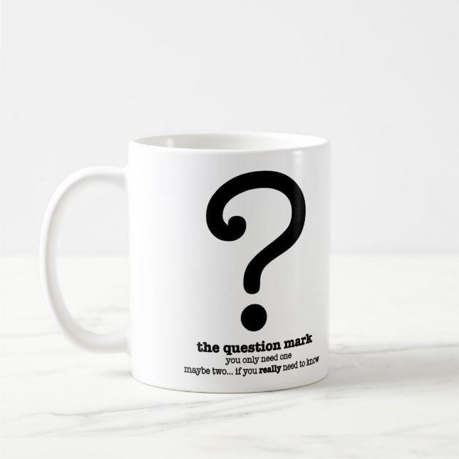 Fragezeichen-Grammatik-Tassen-lustige Kaffeetasse (Links)