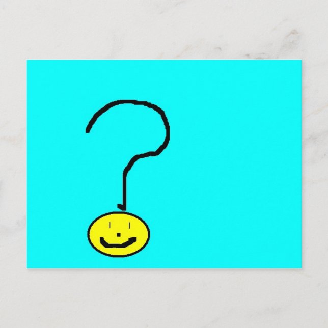 Fragezeichen niedlich lächelndes Gesicht, Kunst vo Postkarte (Vorderseite)