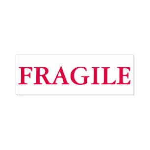 "FRAGILE"-Briefmarke in Rot Permastempel