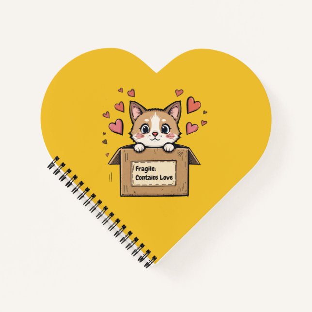 Fragile: Contains love. Cuaderno de espiral Notizbuch (Vorderseite)