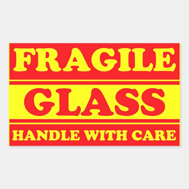Fragile-Glass-Versandmarke Rechteckiger Aufkleber (Vorderseite)