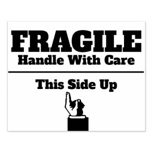 Fragile Handhabung mit Sorgfalt auf dieser Seite o Gummistempel