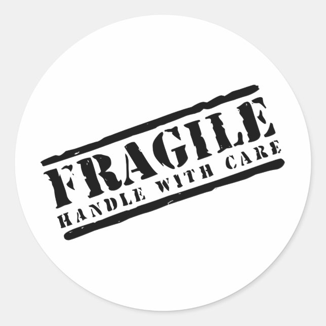 Fragile Handhabung mit sorgfältigem Design Runder Aufkleber (Vorderseite)