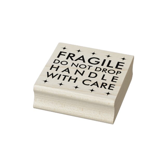 Fragile Handhabung mit sorgfältiger Briefmarke aus Gummistempel (Stempel)