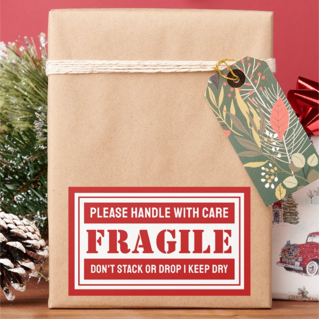 Fragile Handhabung mit sorgfältiger Verpackung Rechteckiger Aufkleber (Feiertag)