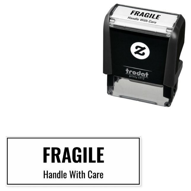 Fragile Handhabung mit Vorlage für den Geschäftsvo Permastempel (Beispiel)
