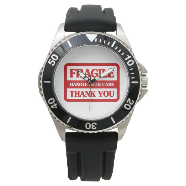 Fragile Handhabung mit Vorsicht Armbanduhr (Vorderseite)