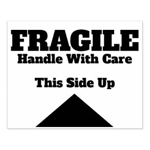 Fragile Handhabung mit Vorsicht dieser Seite nach Gummistempel