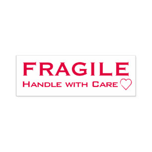 Fragile Handhabung mit Vorsicht Herzinfarkt, rote Permastempel