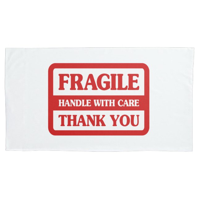 Fragile Handhabung mit Vorsicht Kissenbezug (Vorderseite-Links)