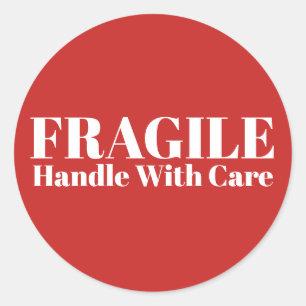 Fragile Handhabung mit Vorsicht Runder Aufkleber