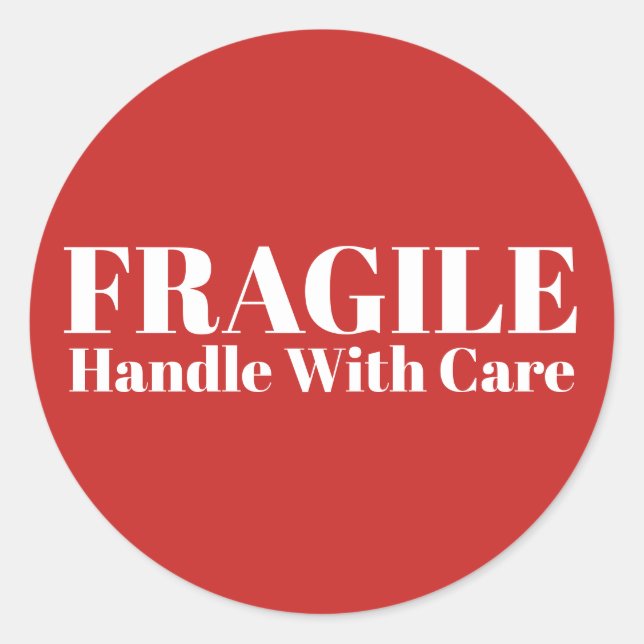 Fragile Handhabung mit Vorsicht Runder Aufkleber (Vorderseite)