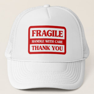 Fragile Handhabung mit Vorsicht Truckerkappe