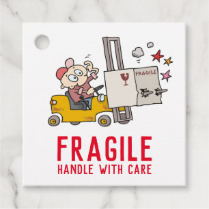 Fragile Handhabung mit vorsichtigem Cartoon für de Geschenkanhänger