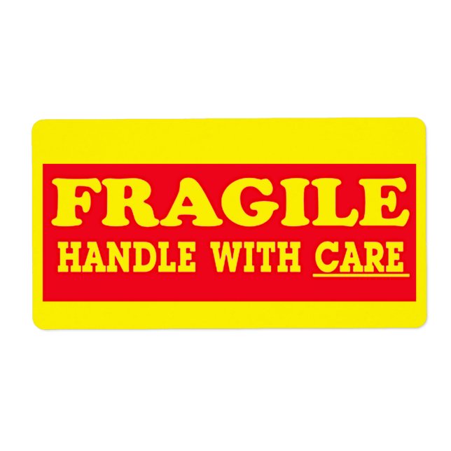 Fragile Handhabung mit vorsichtigem Versandlabel (Vorne)