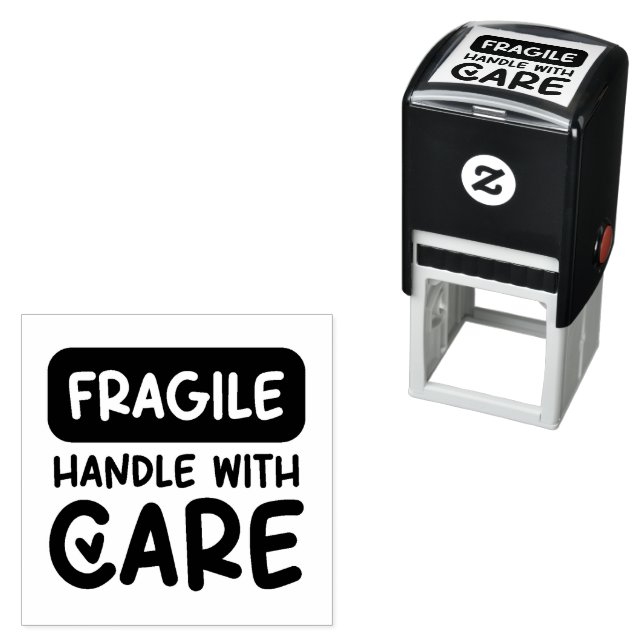 FRAGILE Handle With Care Heart Permastempel (Beispiel)