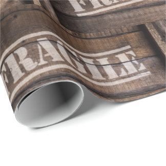 Fragile Holzkiste Vintag Geschenkpapier
