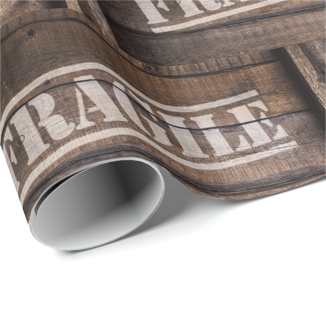 Fragile Holzkiste Vintag Geschenkpapier (Rolleneckpunkt)
