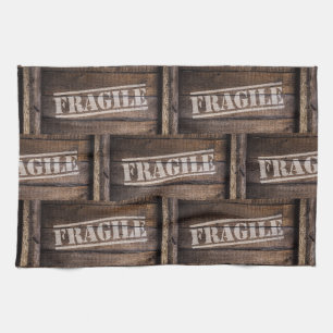 Fragile Holzkiste Vintag Geschirrtuch