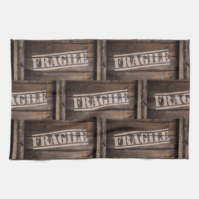 Fragile Holzkiste Vintag Geschirrtuch (Horizontal)