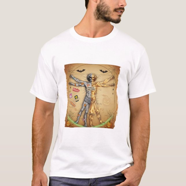 Fragile Skeleton Meme - Vitruvian Man Cracked Paro T-Shirt (Vorderseite)
