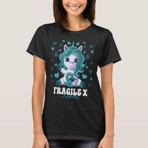 Fragile X Awareness Month Aquamarin Ribbon Unicorn T-Shirt