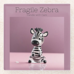 Fragile Zebra: Mit Vorsicht umgehen Glasuntersetzer