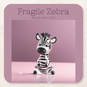 Fragile Zebra: Mit Vorsicht umgehen Rechteckiger Pappuntersetzer
