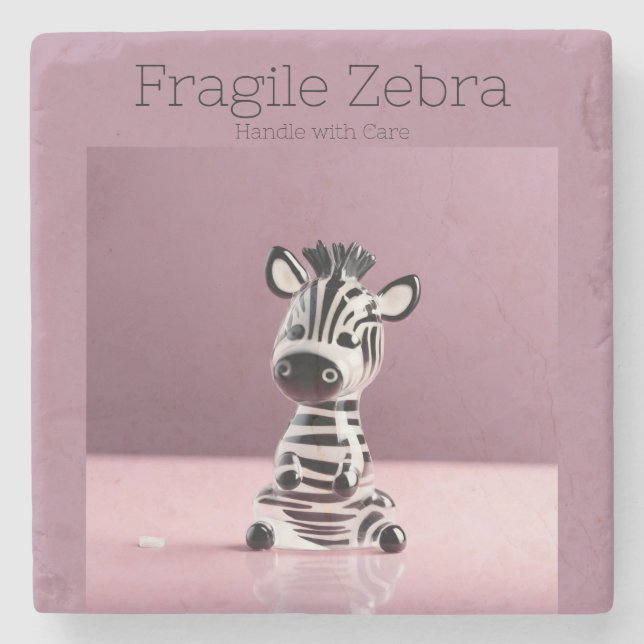 Fragile Zebra: Mit Vorsicht umgehen Steinuntersetzer (Vorderseite)