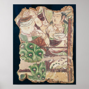 Fragment, das ein buddhistisches Paradies darstell Poster