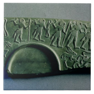 Fragment einer Palette mit einer Jagdszene, von A Fliese