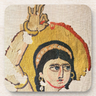 Fragment einer Tapisserie, die den Kopf von einem Untersetzer