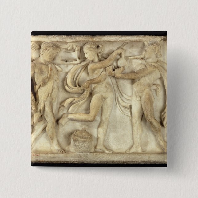 Fragment eines Sarkophags Button (Vorderseite)