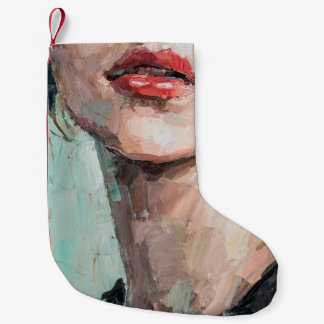 Fragment von Kunstmalerei. Portrait eines Mädchens Kleiner Weihnachtsstrumpf