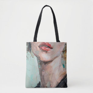Fragment von Kunstmalerei. Portrait eines Mädchens Tasche