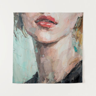 Fragment von Kunstmalerei. Portrait eines Mädchens Wandteppich