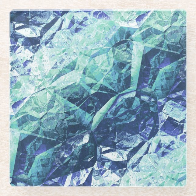 Fragmente von Erinnerungen - Kobalt und Minze: Glasuntersetzer (Vorderseite)