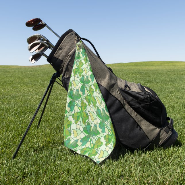 Fragmente von Kleeblättern Golfhandtuch (Gras)