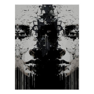 Fragmentiertes Gesicht: dunkle Abstrakte Ausdrücke Poster