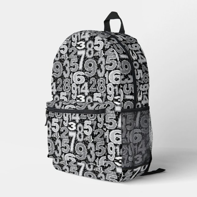 Fragmentiertes Zahlenmuster Bedruckter Rucksack (Rückseitige Ecke Rechts)