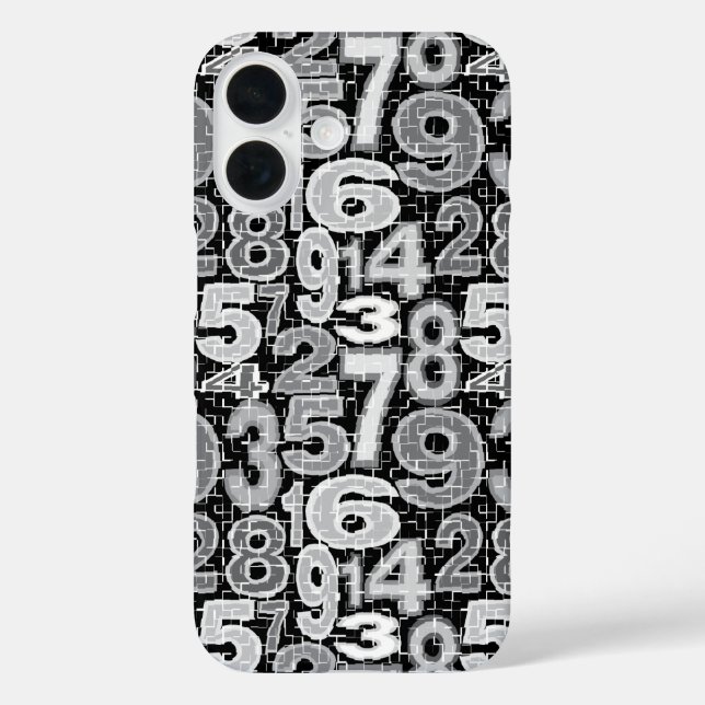 Fragmentiertes Zahlenmuster iPhone 16 Hülle (Rückseite)