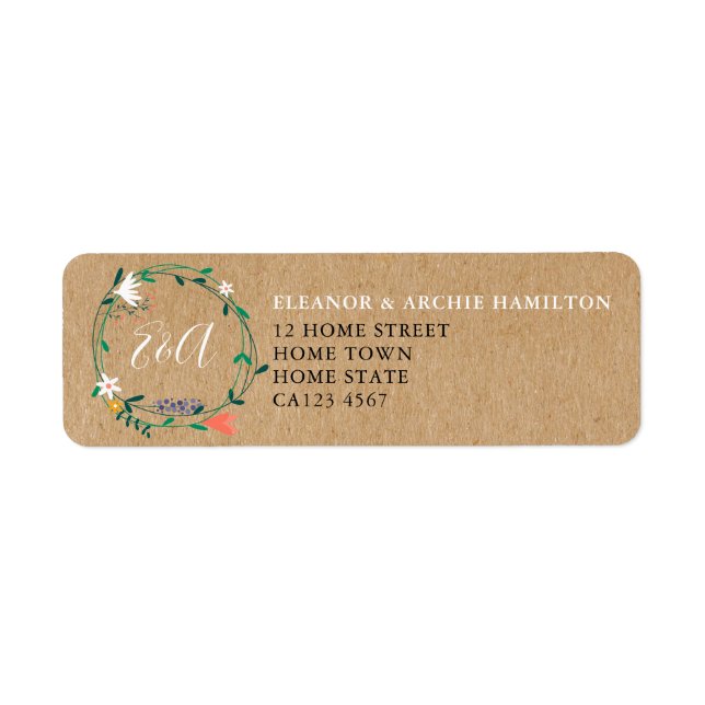 Fraîche Étiquette de adresse de la Garland Floral  (Devant)