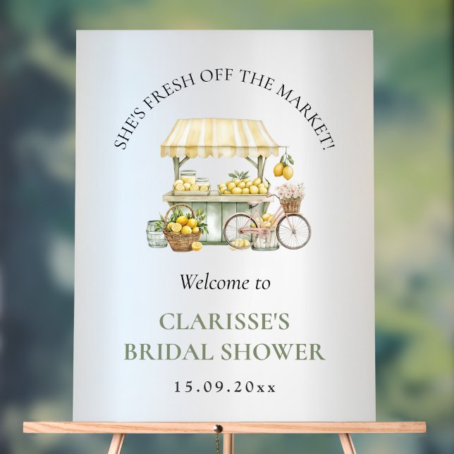 Fraîchement Hors Du Marché Fête des mariées Été Ci (Fresh Off The Market Summer Citrus Bridal Shower Acrylic Sign)