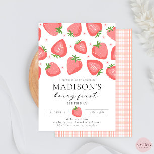 Fraise 1er Anniversaire Invitation Berry First