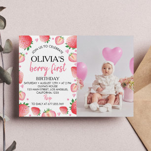 Fraise 1er anniversaire Invitation Berry Sweet